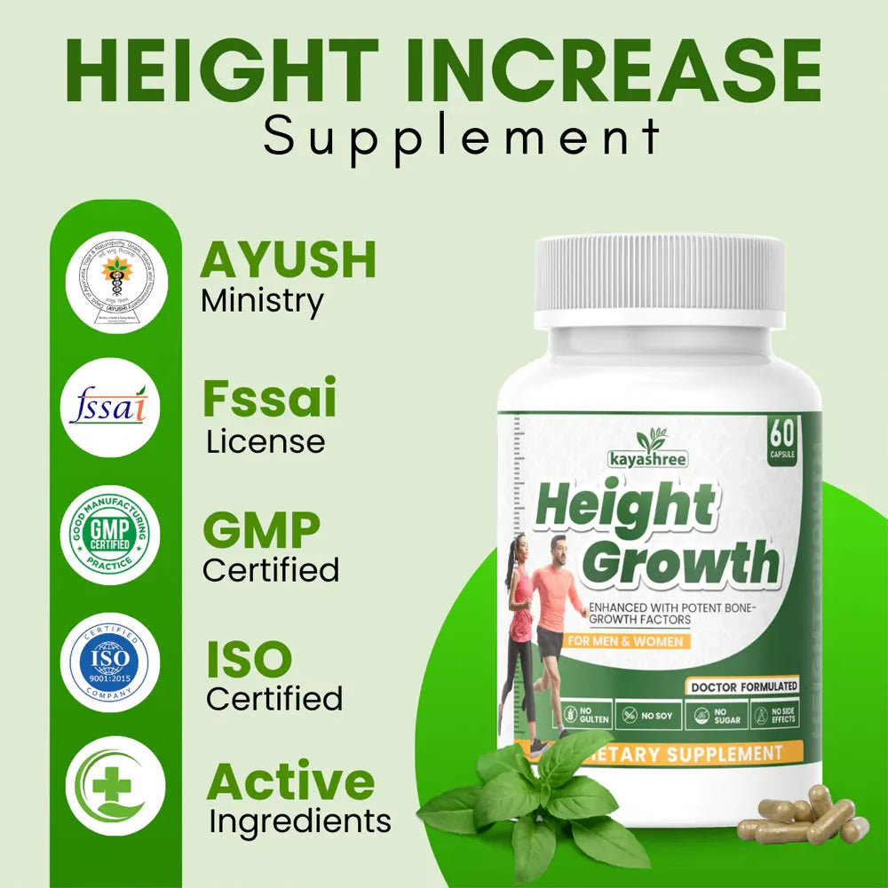 Ayurvedic Height Growth Capsules | 100% Herbal Height Supplement